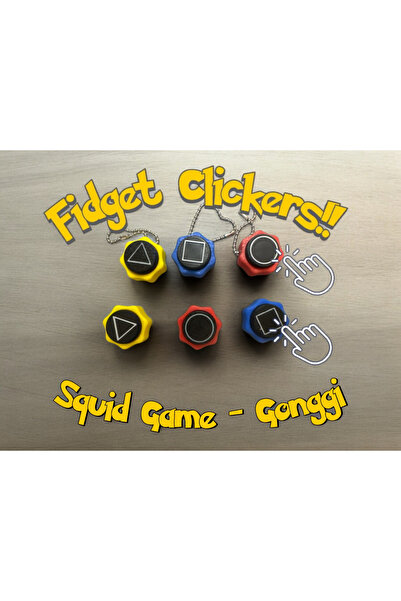 Baskify Squid Game Clicker Switch’li Anahtarlık 3’lü Set – Tıklamalı Fidget A...