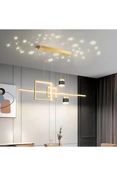 OEM Candelabru suspendat LED DENISSE 81W cu telecomandă — Lumină rece/caldă/neutră, reglabil, auriu, reglabil