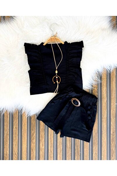 Baby kız çocuk keten kolyeli takım