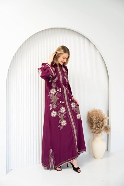 AFandina جلابية كتان فاخرة بتطريز راقي – خيارك للكشخة اليومية SM - 1