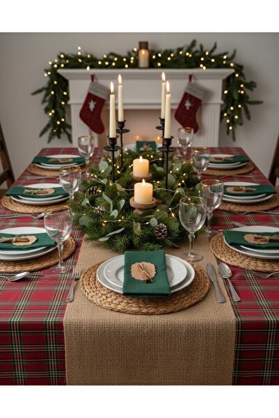 Komana Art Red Plaid Patterned Christmas Tablecloth - Tartan Patterned Christ...