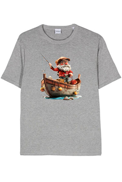 Machi Printed Men Women Unisex Crew Neck Fisherman Printed T-Shirt Black Tshirt Tee Fishing