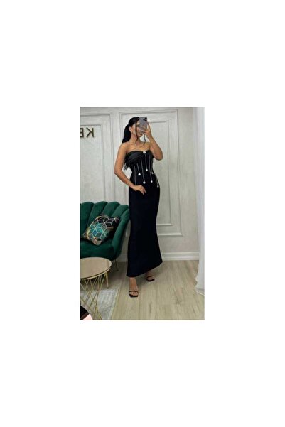 OEM ΜΑΚΡΥ ΜΑΥΡΟ ΦΟΡΕΜΑ ΜΕ ΑΣΤΕΡΙΑ - ΜΑΥΡΟ, 38