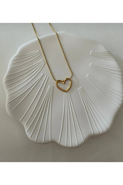 LAYDA Kalp Model Çelik Kolye Gold Yılbaşı Özel hediyesi