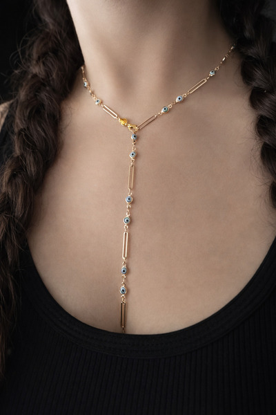 shop Çelik Gold Nazar boncuklu Y kolye