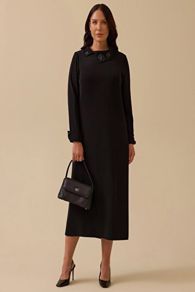 Rain and River Plus size midi dress with embroidered neckline.