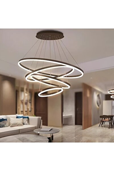 OEM CASIANA 130W LED Hanging Chandelier with Remote, 4 Rings, Dimmable, Black