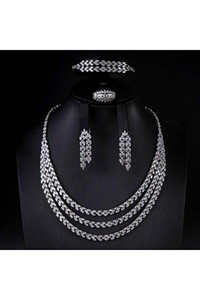 Generic اطقم مجوهرات زيركون فاخر باصدار خاص 5 قطع بضمان على اللون S-7870