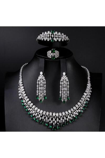 Generic طقم مجوهرات زيركون فاخر بإصدار خاص دقة الماس 5 قطع بضمان على اللون S-7474