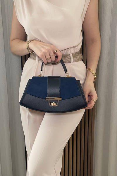 themoiss Women's Navy Blue Handbag - Adjustable Long Strap - Fibag