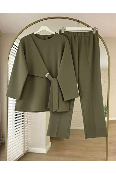 modasindoma Women's Buckle Detailed Two-Piece Set