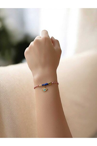 henahera accessory Marteniçka Charm Detaylı Göz/Kalp/Yıldız Kırmızı Makrome D...