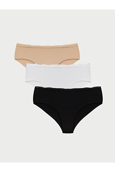 LC Waikiki Rmz Gi̇yi̇m Farkiyla Lace Detailed Hipster Panties 3-Pack