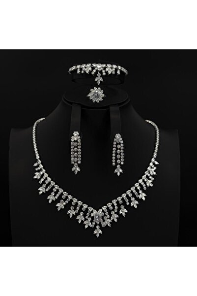 Generic طقم زيركون فاخر بإصدار خاص دقة الماس 5 قطع بضمان على اللون AR-1645