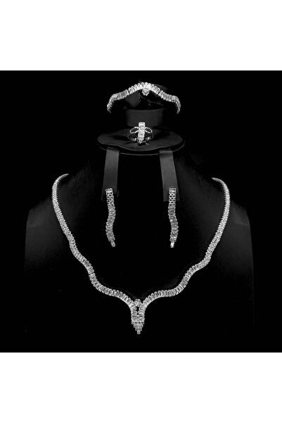 Generic طقم زيركون أنيق بإصدار خاص دقة الماس 5 قطع بضمان على اللون - GM-2507