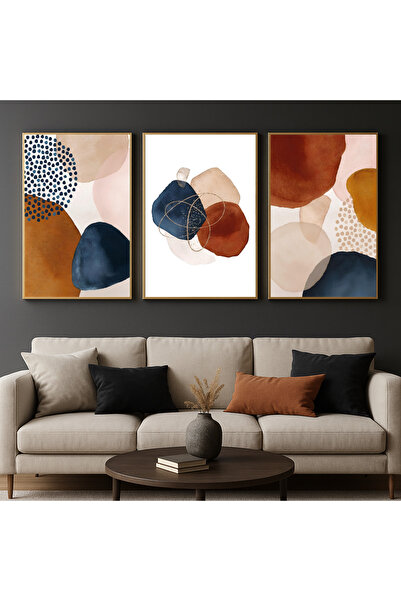 sayetablo Claritas 14 - Tablou minimalist din sticlă cu 3 piese, cu ramă meta...