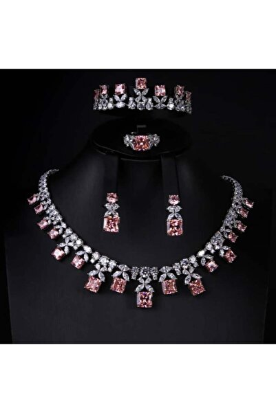 Generic طقم مجوهرات زيركون فاخر بإصدار خاص 5 قطع بضمان على اللون ABH-7905M