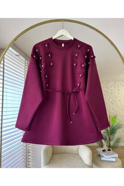 PALMİYE GİYİM Kadın Yaka Detaylı İpli Scuba Tunik