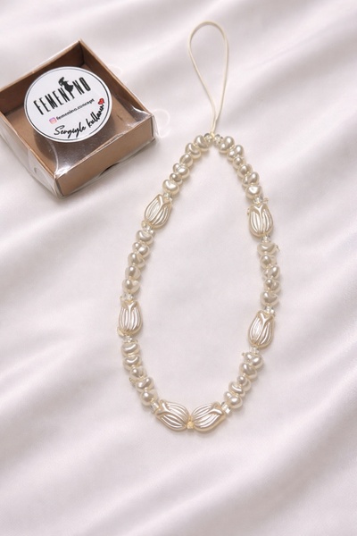 Femenino Barok İnci Ve Lale Detaylı Telefon İpi Telefon Aksesuarı Çanta Süsü