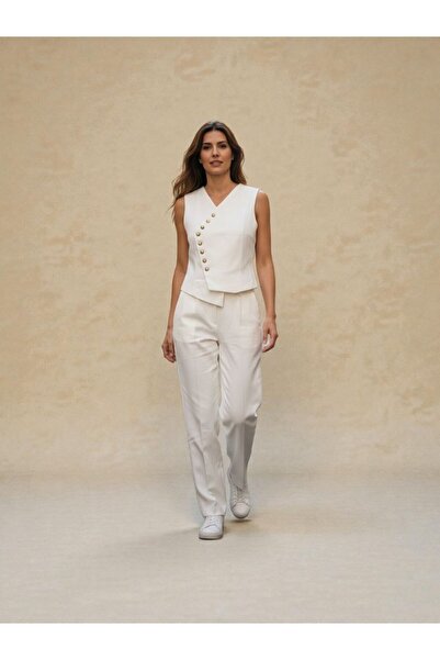 SHAHD FASHOIN KADIN YELEK KOLSUZ YELEK PANTALON TAKIMI