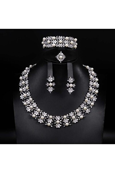 Generic اطقم مجوهرات زيركون فاخر باصدار خاص 5 قطع بضمان على اللون ABH-6135