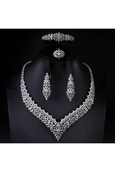 Generic طقم مجوهرات زيركون فاخر بإصدار خاص 5 قطع بضمان على اللون s-8060