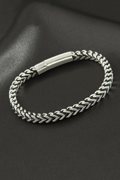 Bijuteri Net سوار فاخر من الفولاذ بسلسلة مضفرة