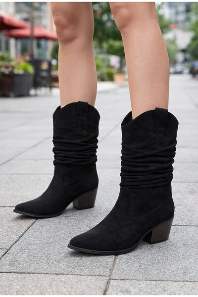 Daloğlu Siyah Süet Kadın Kovboy Bot
