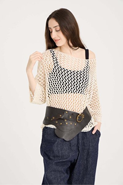 Yılday Gür Butik حزام جلدي مصنوع يدويًا على الطراز الريفي