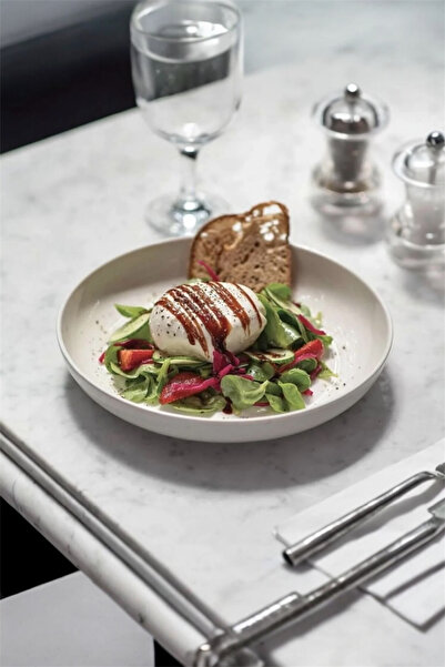 silvia home decor Porselen Salata Kasesi 24 Cm, Çukur Çok Amaçlı Tabak 24 Cm