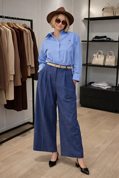 MODA S&S BZLİNE Women's Wide-Leg Belted Fabric Pants