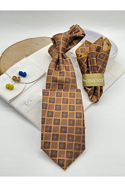 Gutiero ربطة عنق كلاسيكية مع منديل ذهبي منقوش