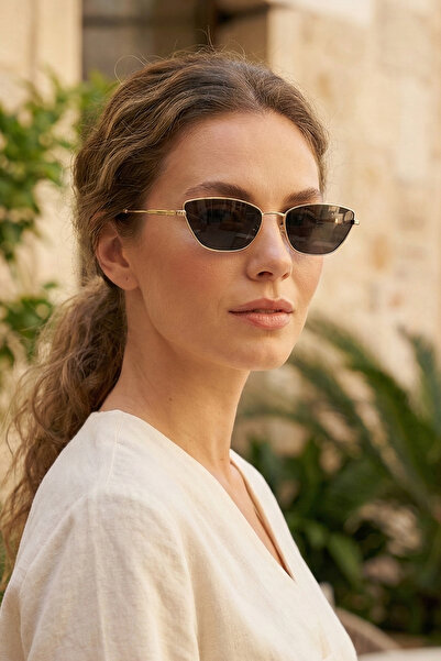 Kapin Carix Cateye Güneş Gözlüğü - Gold Çerçeve Siyah Cam