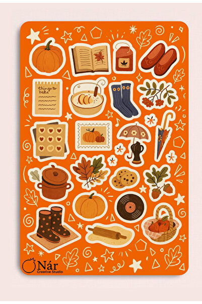 Nar creative studio أسباب "البقاء في المنزل": ورقة ملصقات اليقطين والكوكيز I 1 قطعة I للجدول الزمني، دفتر الملاحظات، الكمبيوتر المحمول