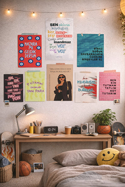 kids town 10 parça modern karışık ahşap tablo seti