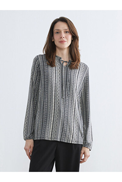 LC Waikiki Quality Pieces from Çelebi Store Tie-Neck Patterned Blouse