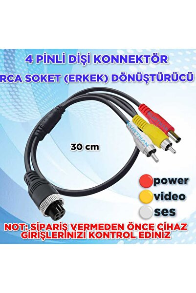 Navistar 4 PİNLİ DİŞİ KONNEKTÖR > RCA ERKEK SOKET DÖNÜŞTÜRÜCÜ 30 CM.