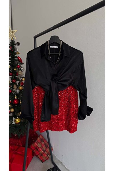 ibeeka Red sequin mini skirt