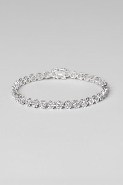 So CHIC... Zarif Çiçek 18 Ayar Beyaz Altın Kaplama Gümüş Bileklik