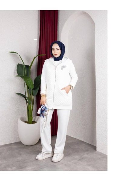 Afili butik Quilted Detailed Vest Set Piece Set – Premium Modal