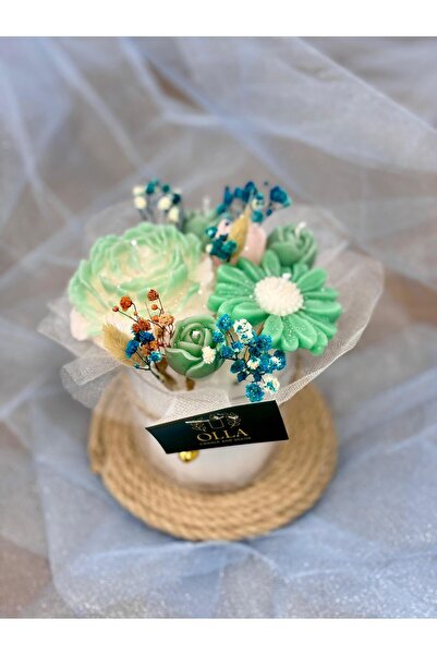 OLLA CANDLE AND DECOR HEDİYELİK ÖZEL GÜN MUMLARI KOKULU SOLMAYAN ÇİÇEK MUM BUKETİ