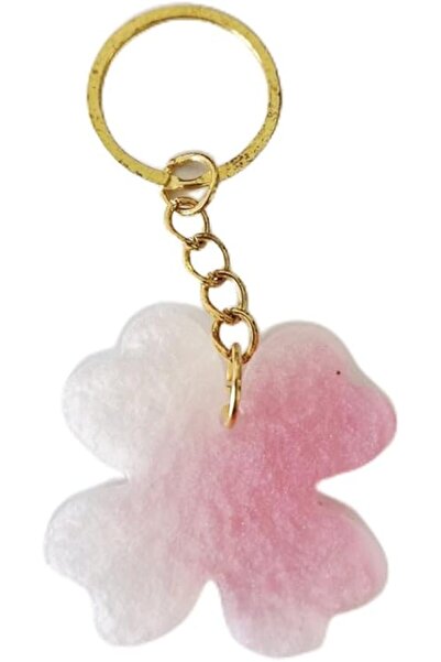 pınaxar Μπρελόκ Ροζ Τριφύλλι - Χρυσό Χρώμα Μεταλλικό Δαχτυλίδι Ντεγκραντέ Επο...