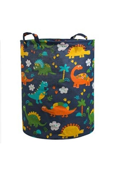 Tessari Blue Laundry Basket with Dinosaur Pattern for Kids Ø35 x 45 cm