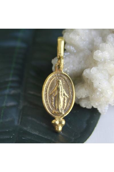 Luamor Jewelry 925 Ayar Gümüş Halka Meryemana Figürlü Bronz Para üzerine Altı...