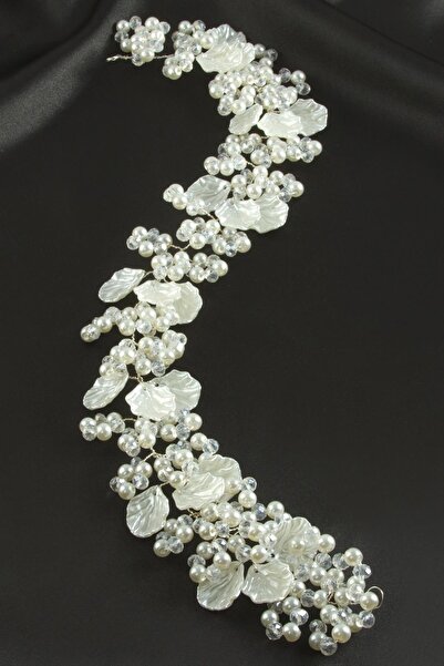 Bijuteri Net Leaf Pearl Crystal Hair Accessory