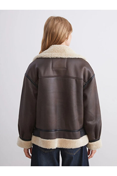 LC Waikiki Biker Yaka Oversize Kadın Süet Mont