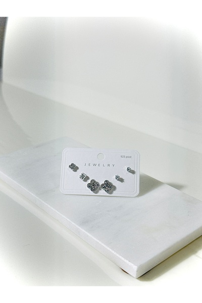 staınless steel 925 Ayar Gümüş İğne Uçlu V.Cleef Küpe 6’lı