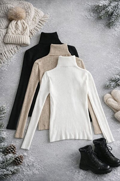 efraim giyim Pulover cu gât sezonier Piesă de salvare Bumbac cu gât înalt Ras...