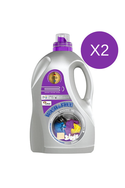 Wash & Free Pachet 2X - Universal Washing Gel Lavandă 5 L – Detergent Lichid,...