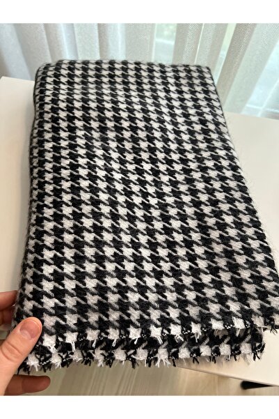 BusradanDesign 70X180 cm Houndstooth Pattern Black and White Scarf